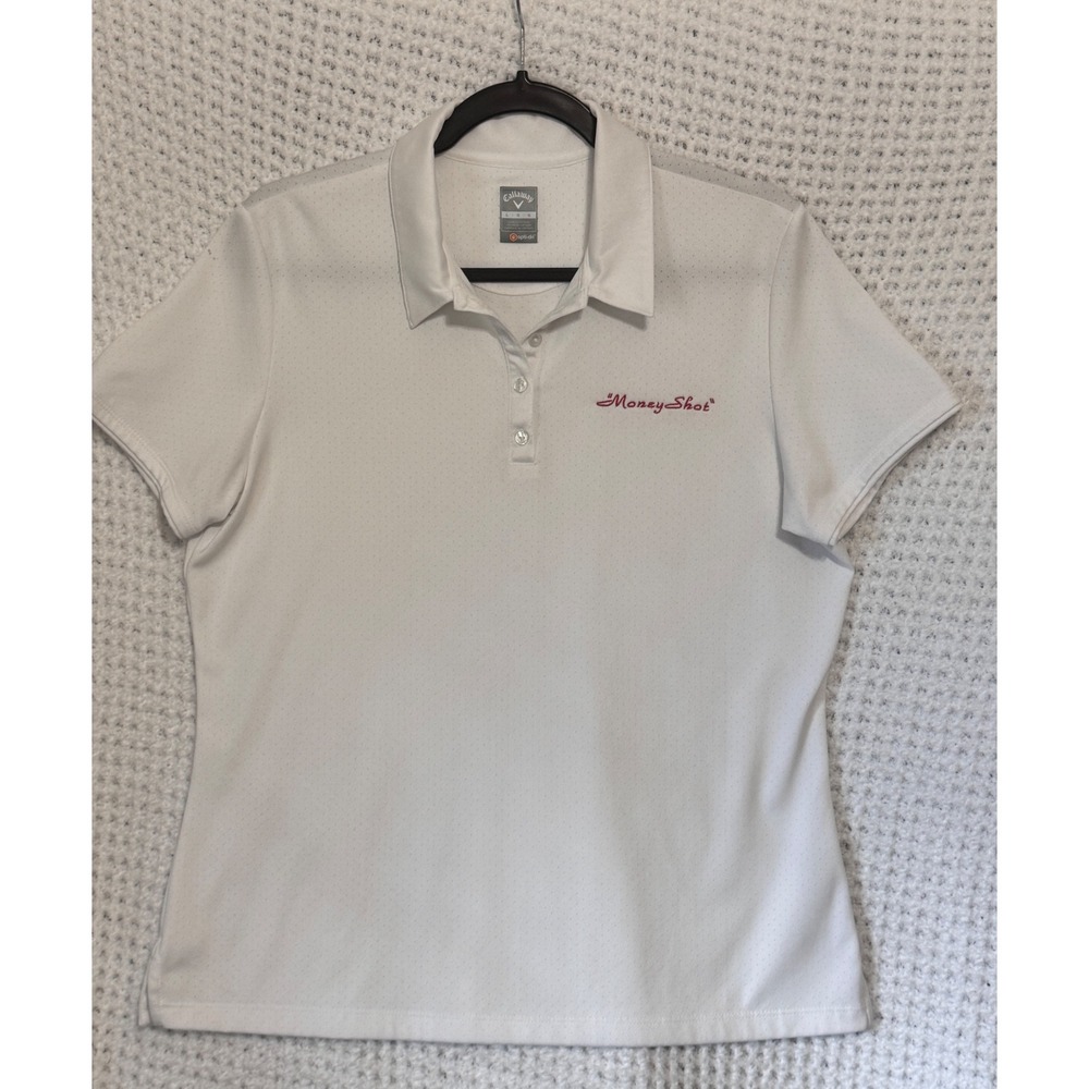 Callaway Womens Golf Polo Shirt Large‎ L White Money Shot Opti-Dri
